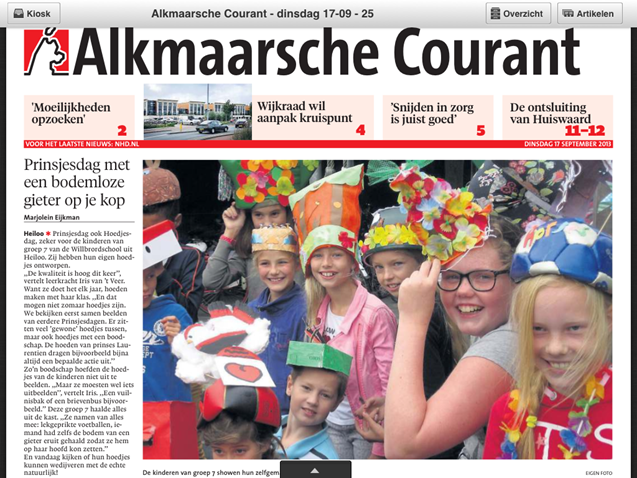 Willibrordschool op voorpagina Noord-Hollands Dagblad