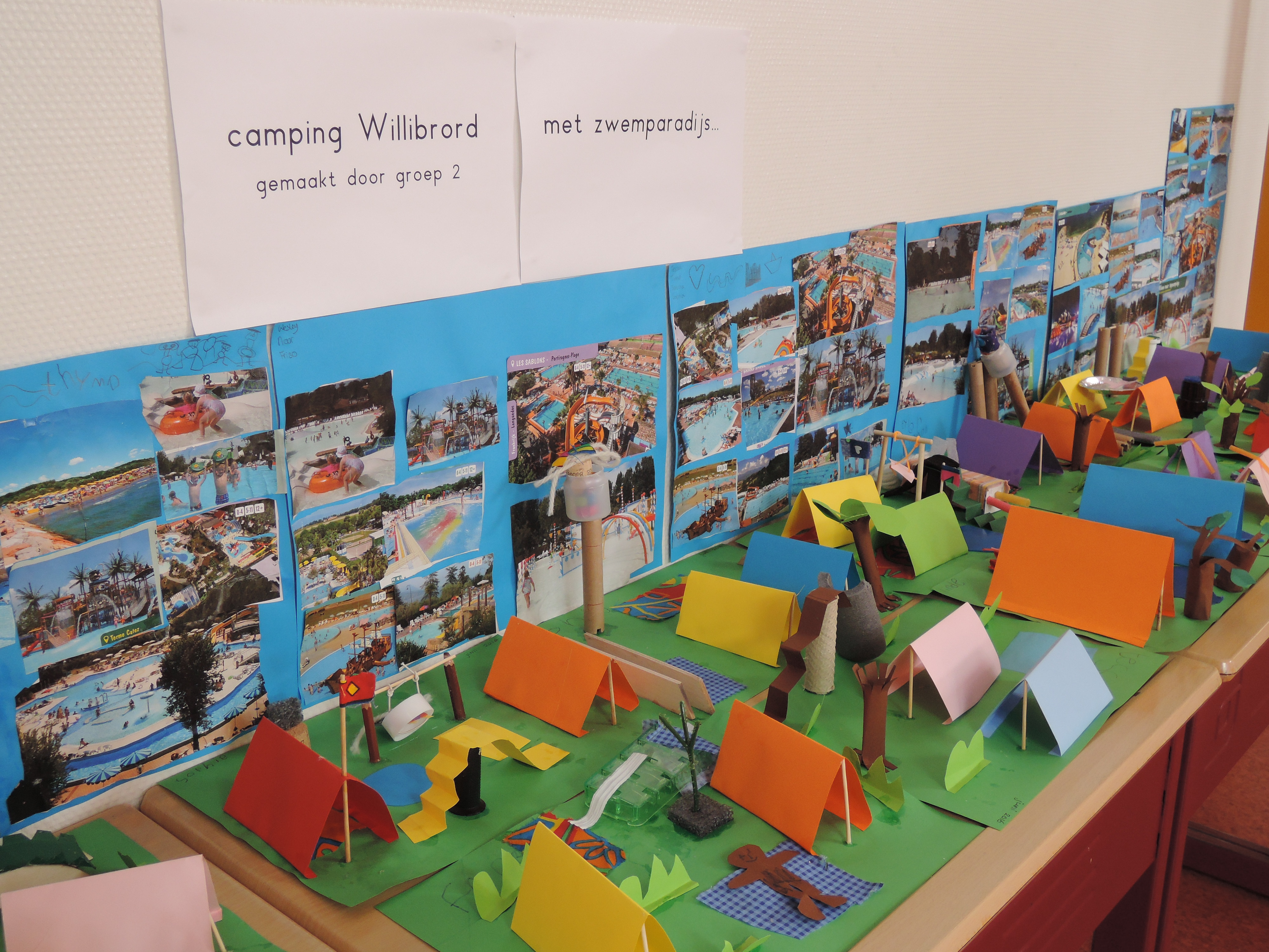 Groep 2 knutselde camping Willibrord met zwemparadijs...