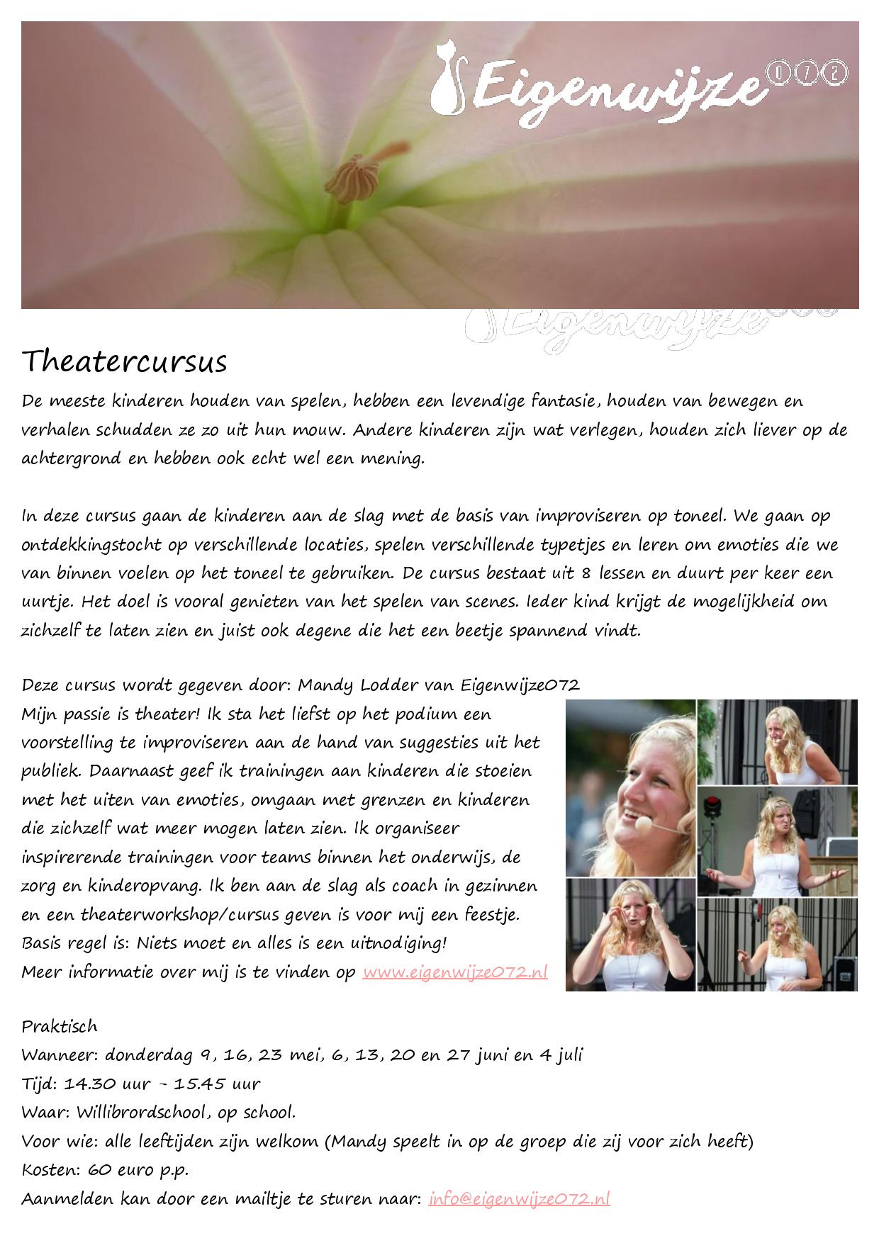 Naschoolse activiteit:Theatercursus (gewijzigd)